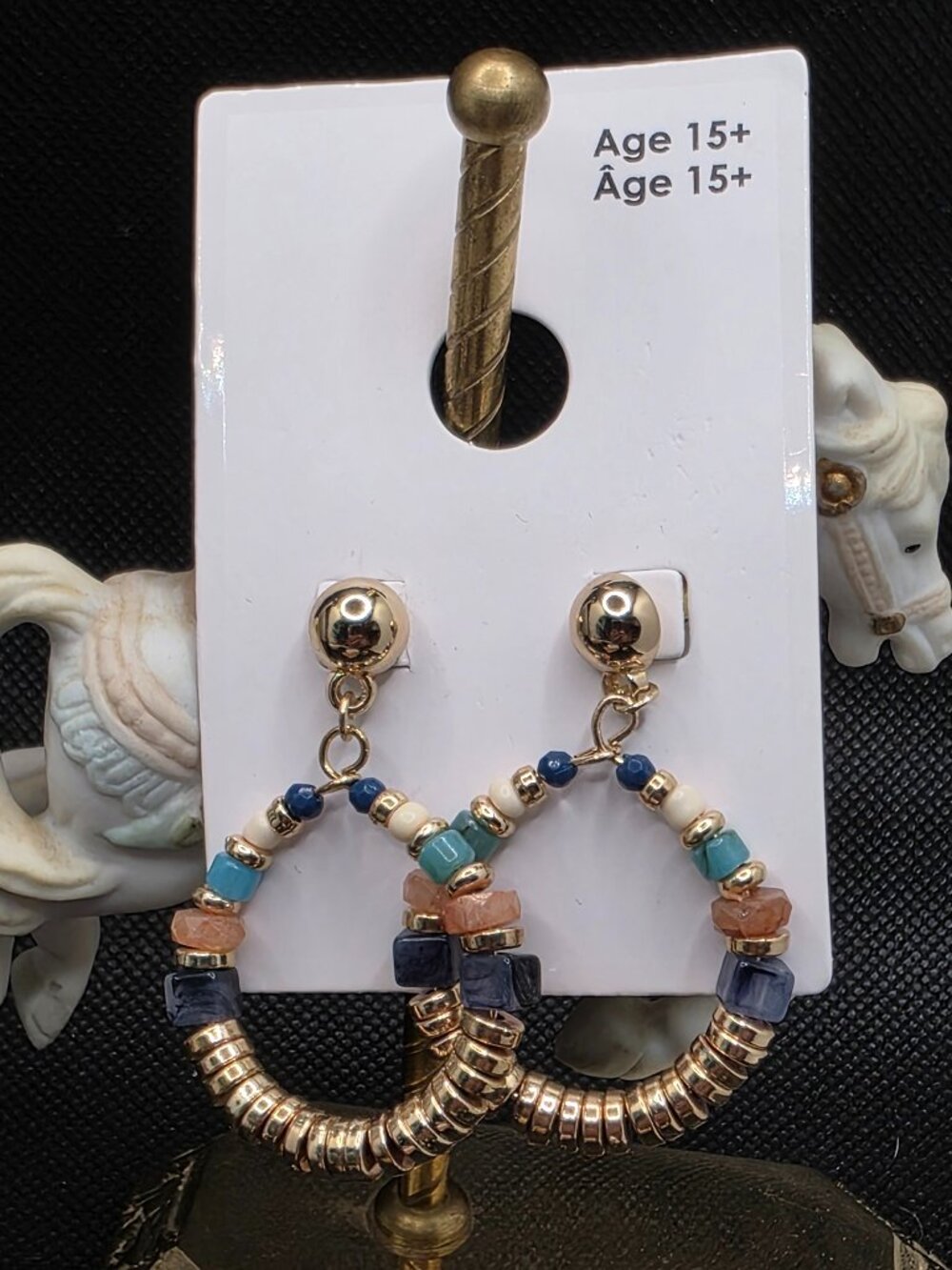 GAP Gold Tone Beaded Hoop Drop Earrings